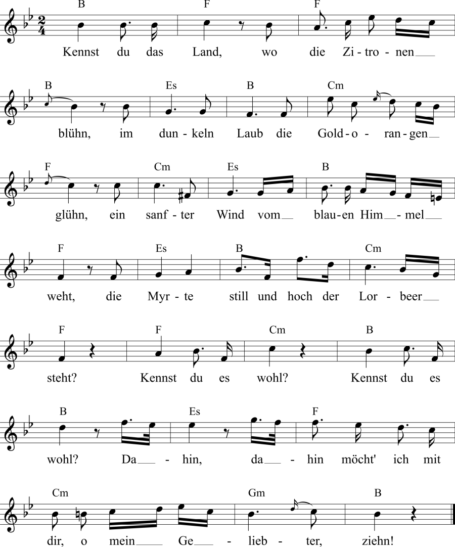 Musiknoten zum Lied - Mignon (Romberg)