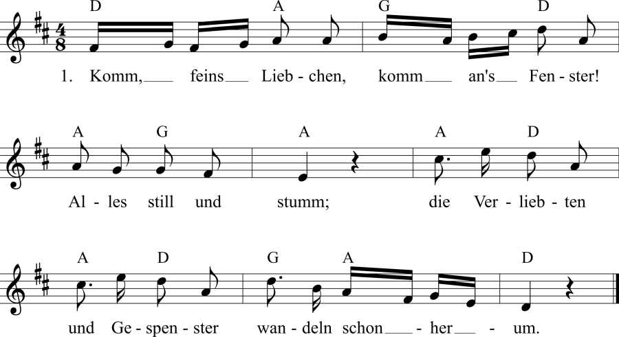 Musiknoten zum Lied - Ständchen (2. Melodie)