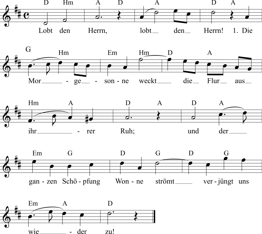 Musiknoten zum Lied - Lobt den Herrn