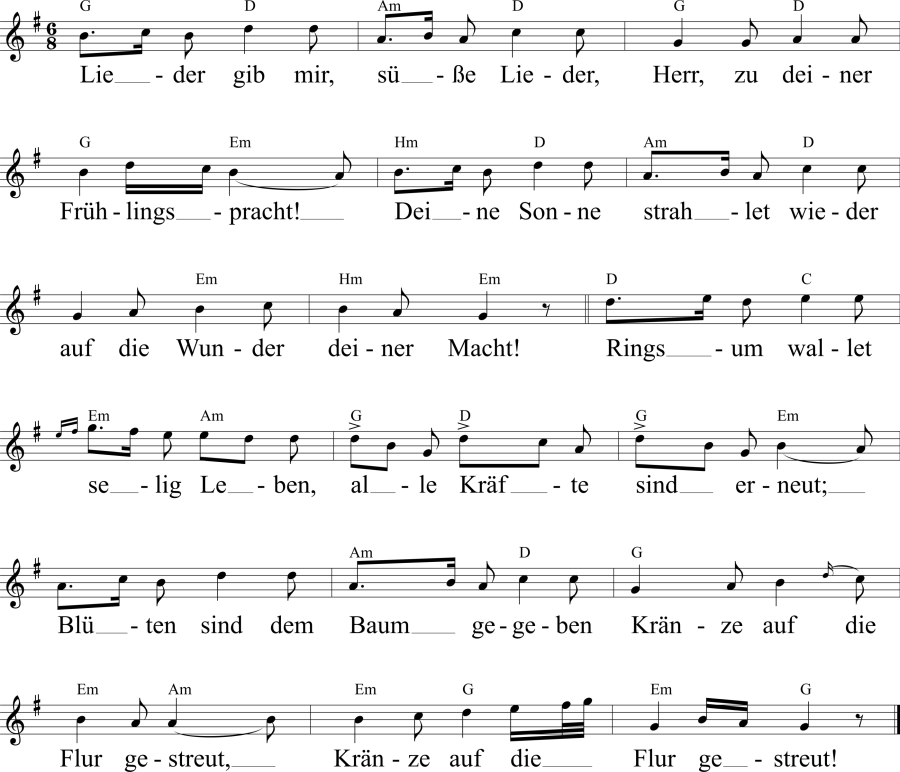 Musiknoten zum Lied - Im Frühling