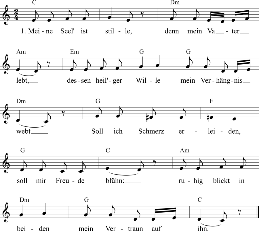 Musiknoten zum Lied - Gottergebenheit
