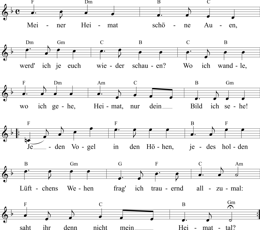 Musiknoten zum Lied - Des Magyaren Heimweh