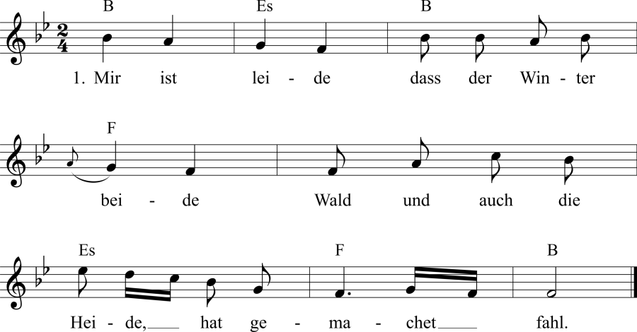 Musiknoten zum Lied - Mir ist leide