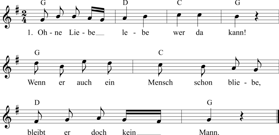 Musiknoten zum Lied - Die Liebe