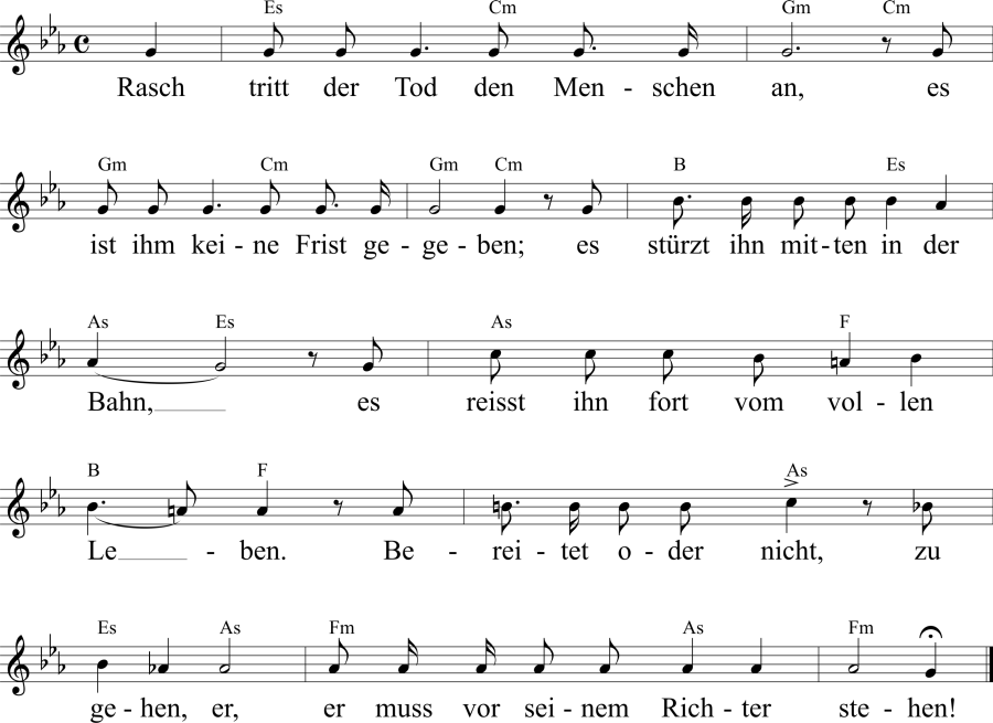 Musiknoten zum Lied - Gesang der Mönche