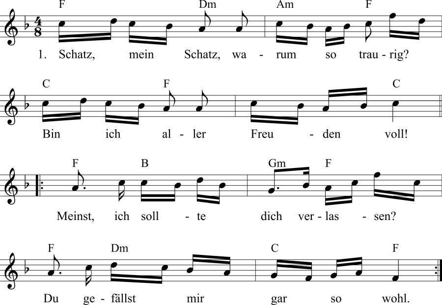 Musiknoten zum Lied - Treue Liebe