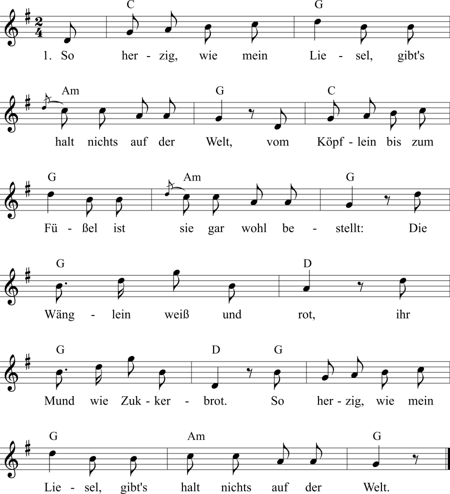 Musiknoten zum Lied - Schwäbisches Bauernlied (2. Melodie)