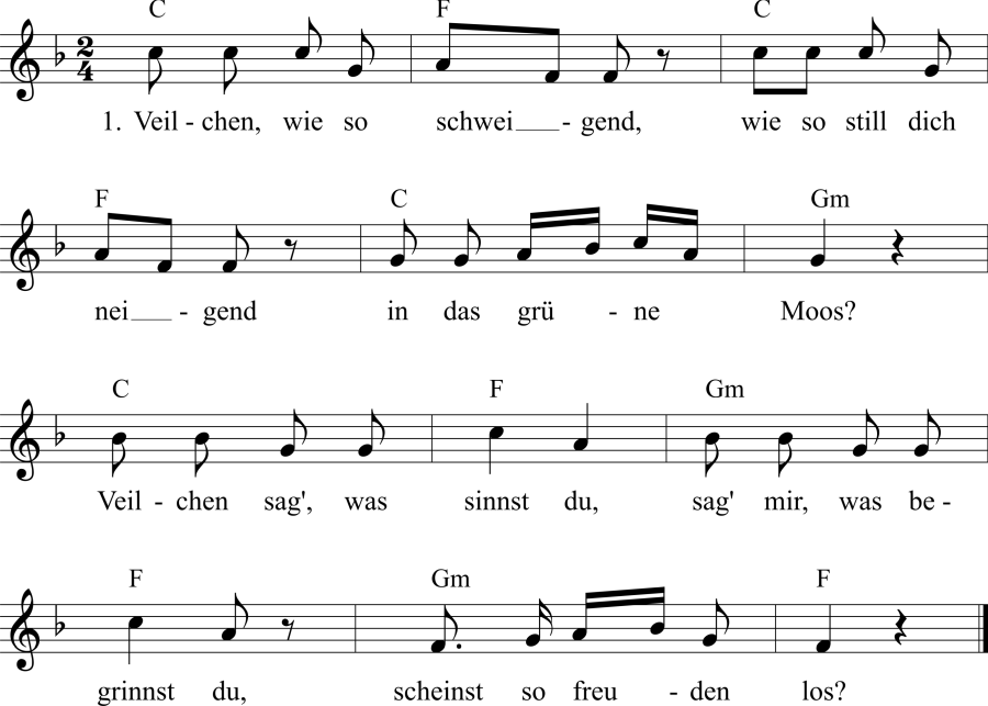 Musiknoten zum Lied - Veilchen