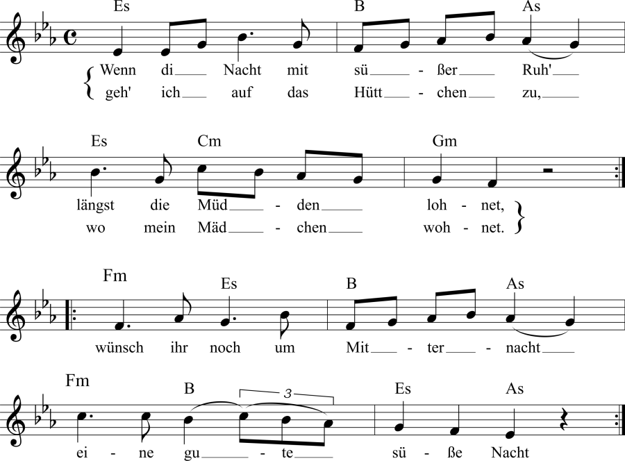 Musiknoten zum Lied - Ständchen