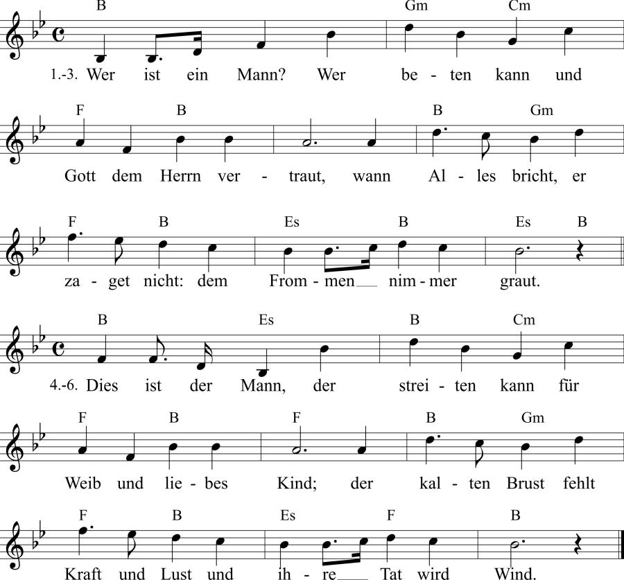 Musiknoten zum Lied - Der feste Mann