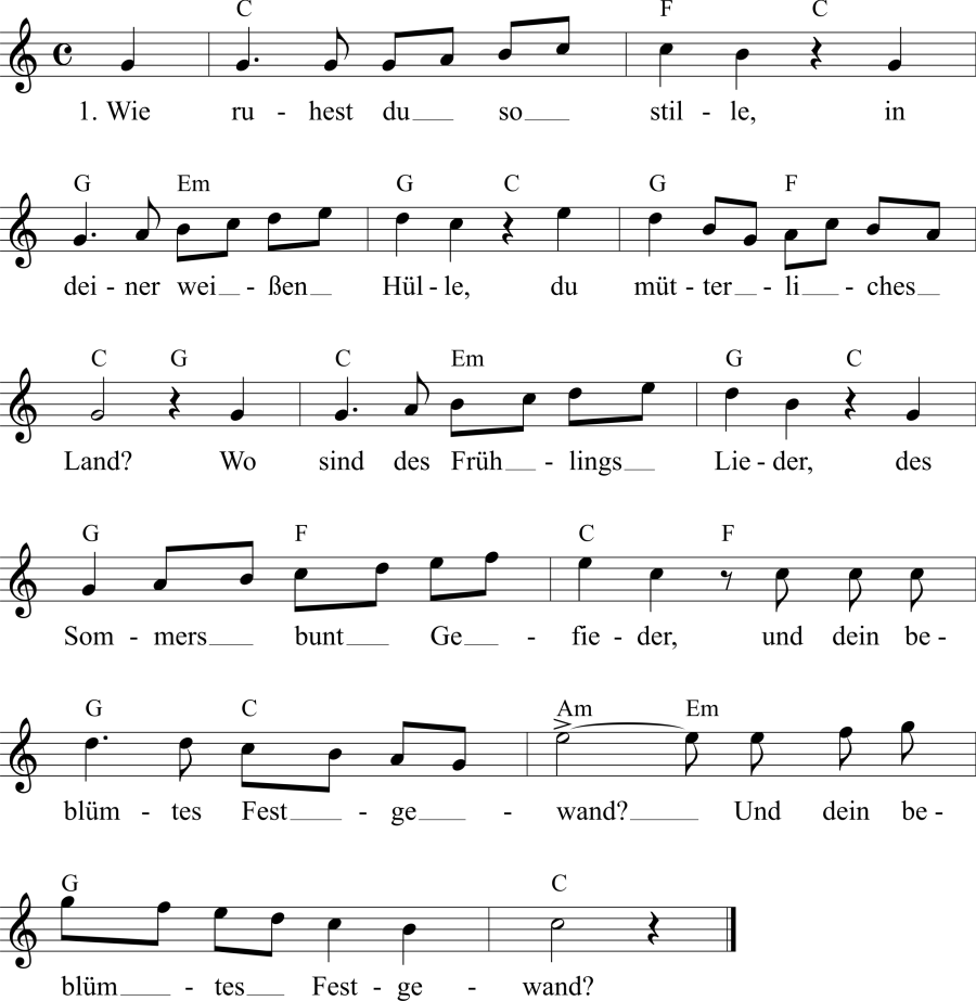 Musiknoten zum Lied - Winterlied