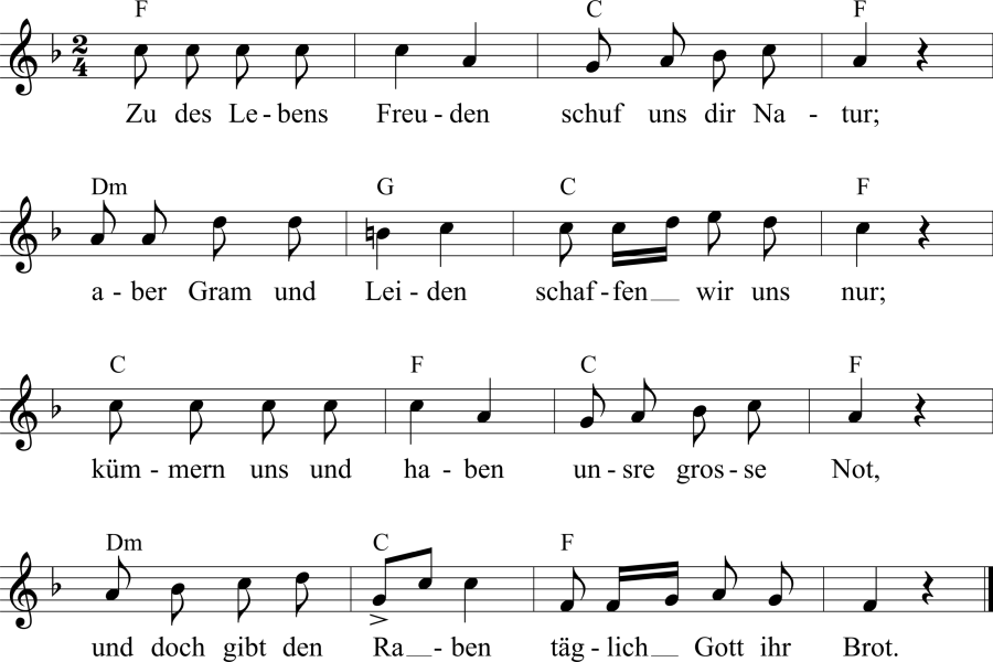 Musiknoten zum Lied - Beruf zur Freude