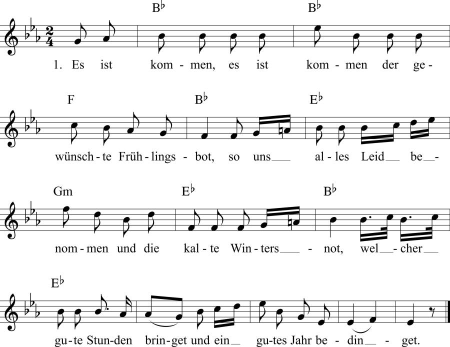 Musiknoten zum Lied - Es ist kommen, es ist kommen