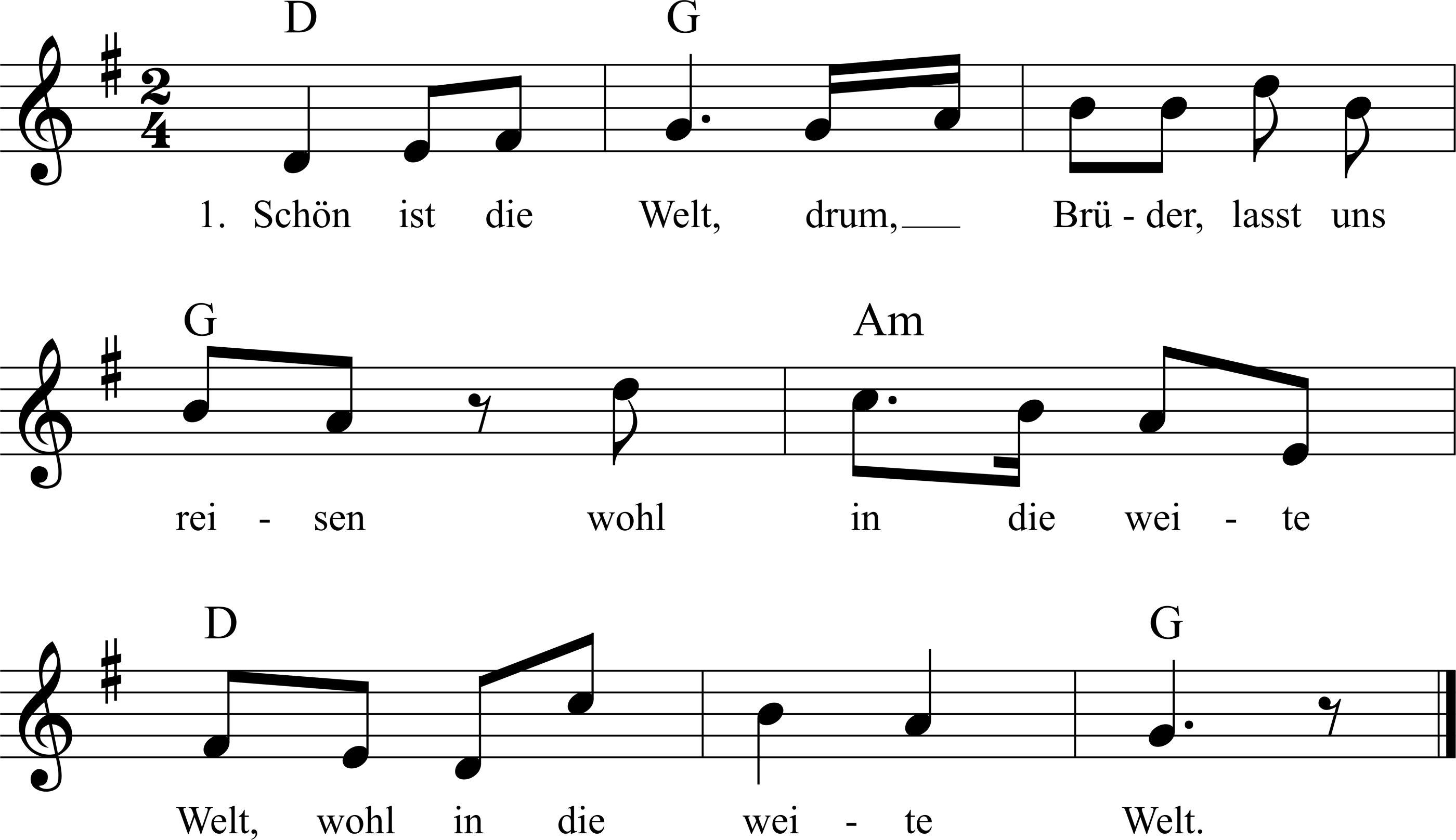 Schön ist die Welt - Noten, Liedtext, MIDI, Akkorde