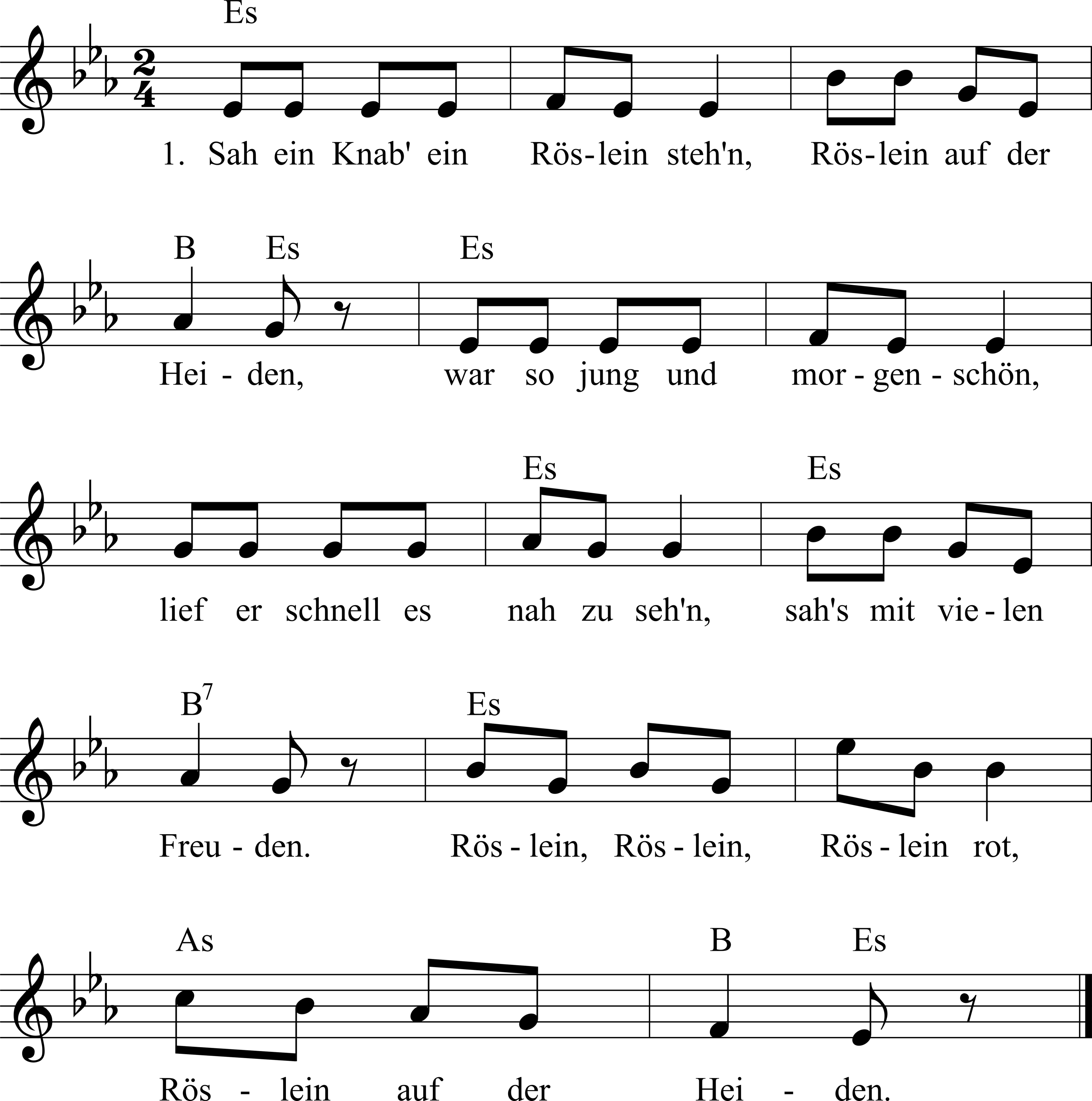 Heidenröslein (Reichardt) - Noten, Liedtext, MIDI, Akkorde